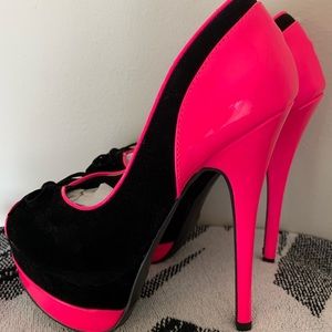 Liliana 6” Heels Black & Hot Pink Sz 8